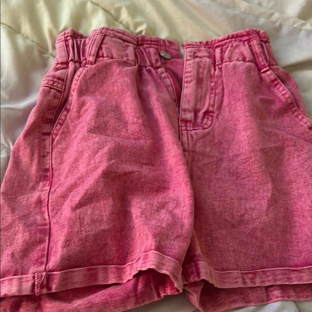 SHEIN Pink High Waist Denim Shorts